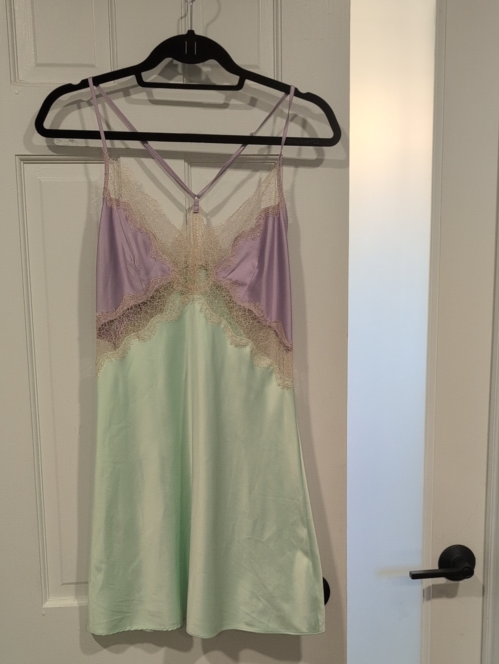 Victoria's Secret Lavender & Mint Satin Lace Slip